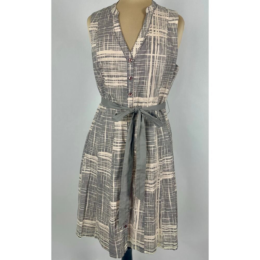 Maeve Anthropologie Size 14 Button-Down Sun Dress A-Line Neutral Cotton Polished